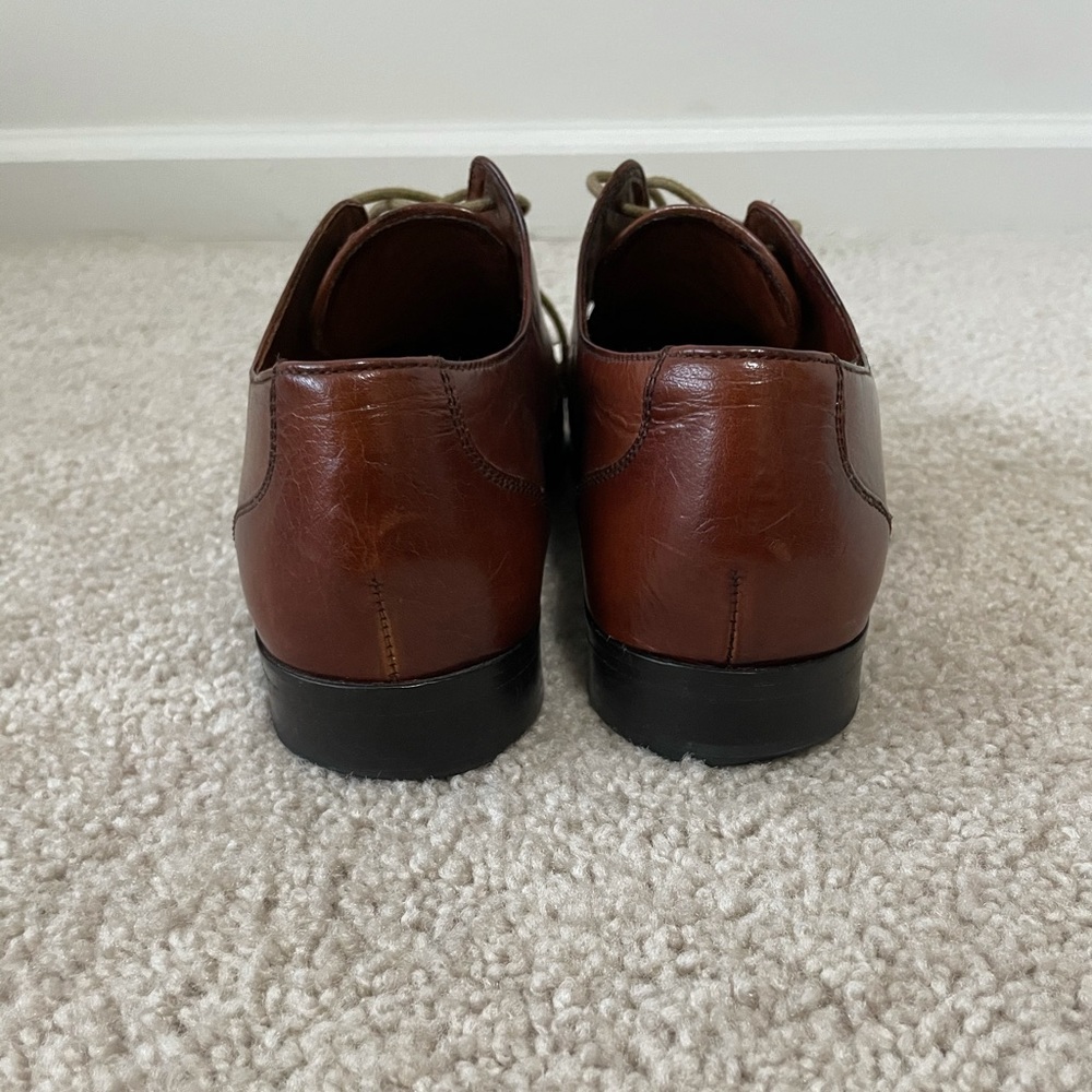 Cole Haan Brown Woven Leather Lace-Up Flats - Picture 4 of 5